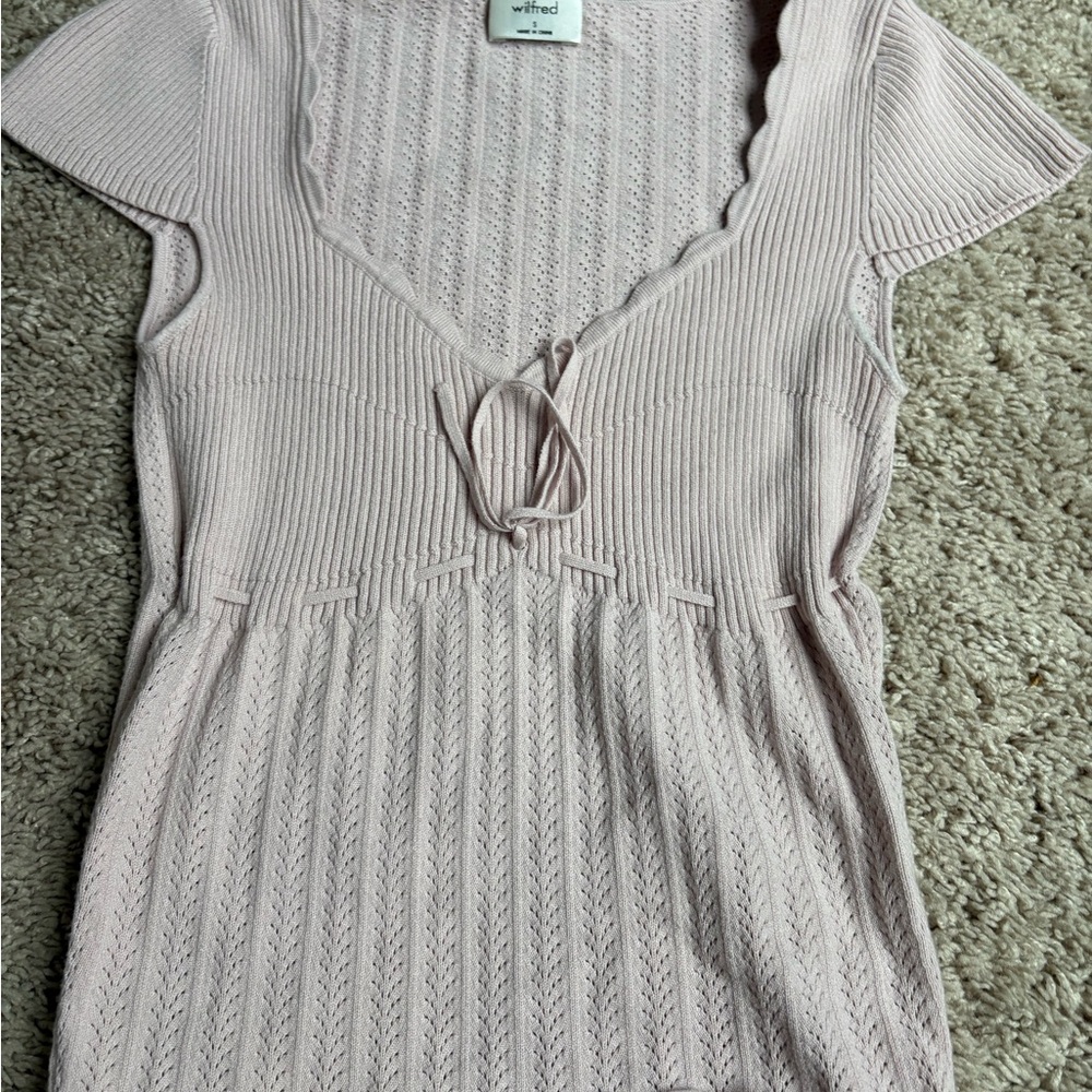 Aritzia Wilfred Pink Knit Top